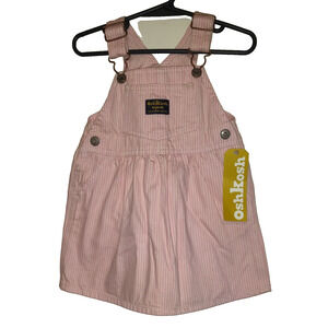 OshKosh Pink Pinstripe Denim Dress VESTBAK Overalls Jumper New NWT Tag Baby 18m